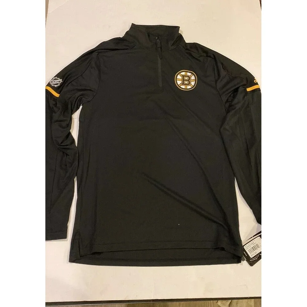Adidas Sz‎ S Small NHL Boston Bruins 1/4 Zip Long sleeve training jacket Men's